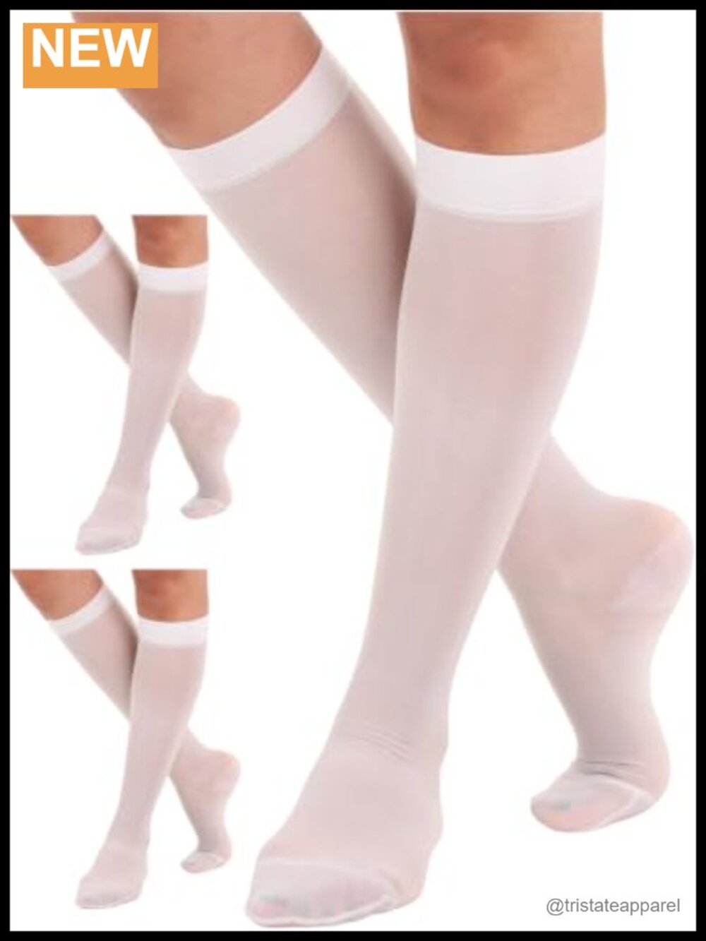 Sheer Compression Socks 15-20mmHg Knee High Closed Toe 3 Pairs